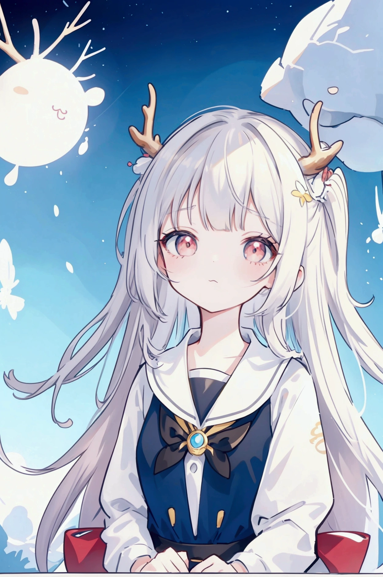 Antler girl，Cartoon，cartoon，cute