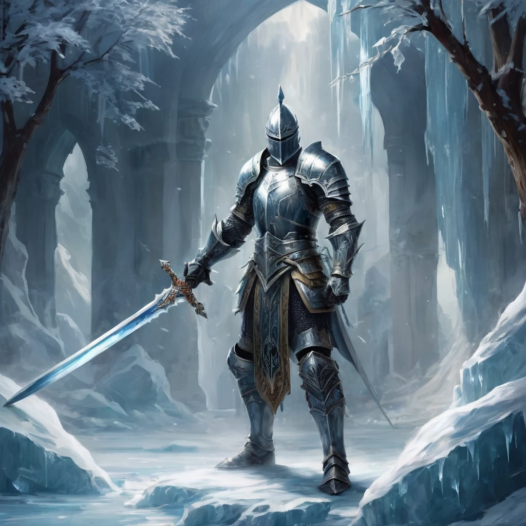   İce Knight sword fantasy artwork artistic ice sword 