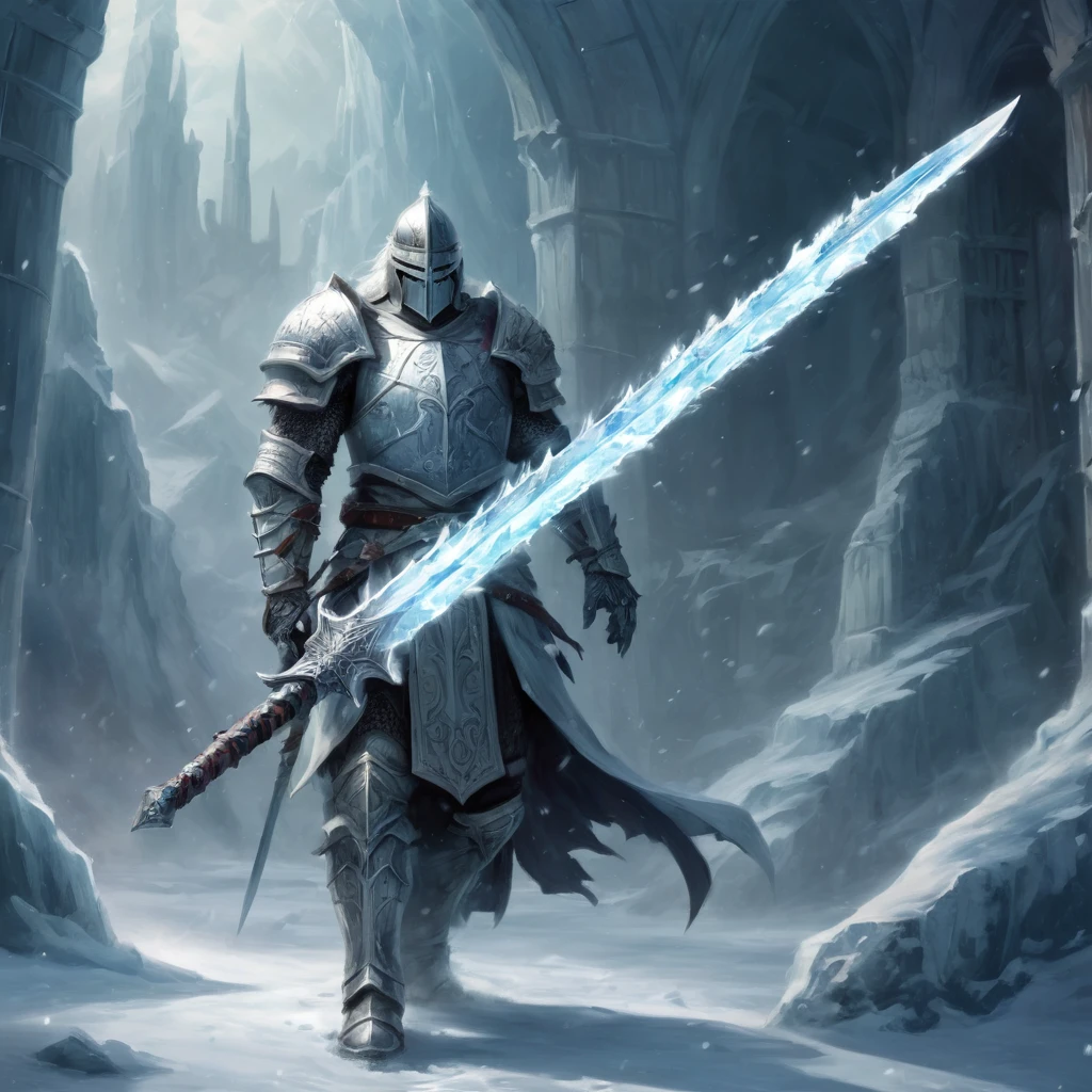 Crusader fantasy artwork artistic ice sword