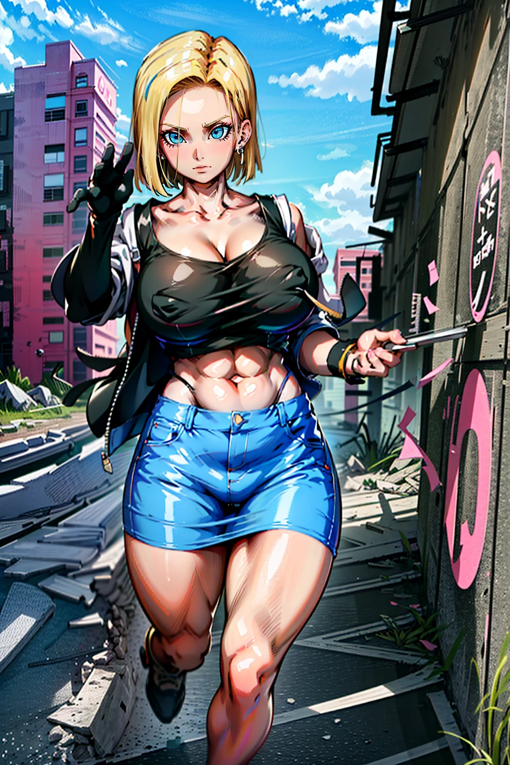 supergirl, pureerosface_v1, sticker of a girl from dc comic, full body, Kim Jung gi, , (gigantic breasts breasts 1.8),soul, digital illustration, comic style, cyberpunk, perfect anatomy, centered, approaching perfection, dynamic, highly detailed, watercolor painting, artstation, concept art, smooth, sharp focus, illustration, art by Carne Griffiths and Wadim Kashin ,, (masterpiece, best quality, ultra-detailed, best shadow),, In the style of Neon Genesis Evangelion, you find yourself standing on a desolate, post - apocalyptic wasteland, as the distant ruins of a massive city loom on the horizon. The sky is filled with ominous clouds, as a massive creature towers in the distance, huge breast, gigantic , titsnipples, curvy, thicc