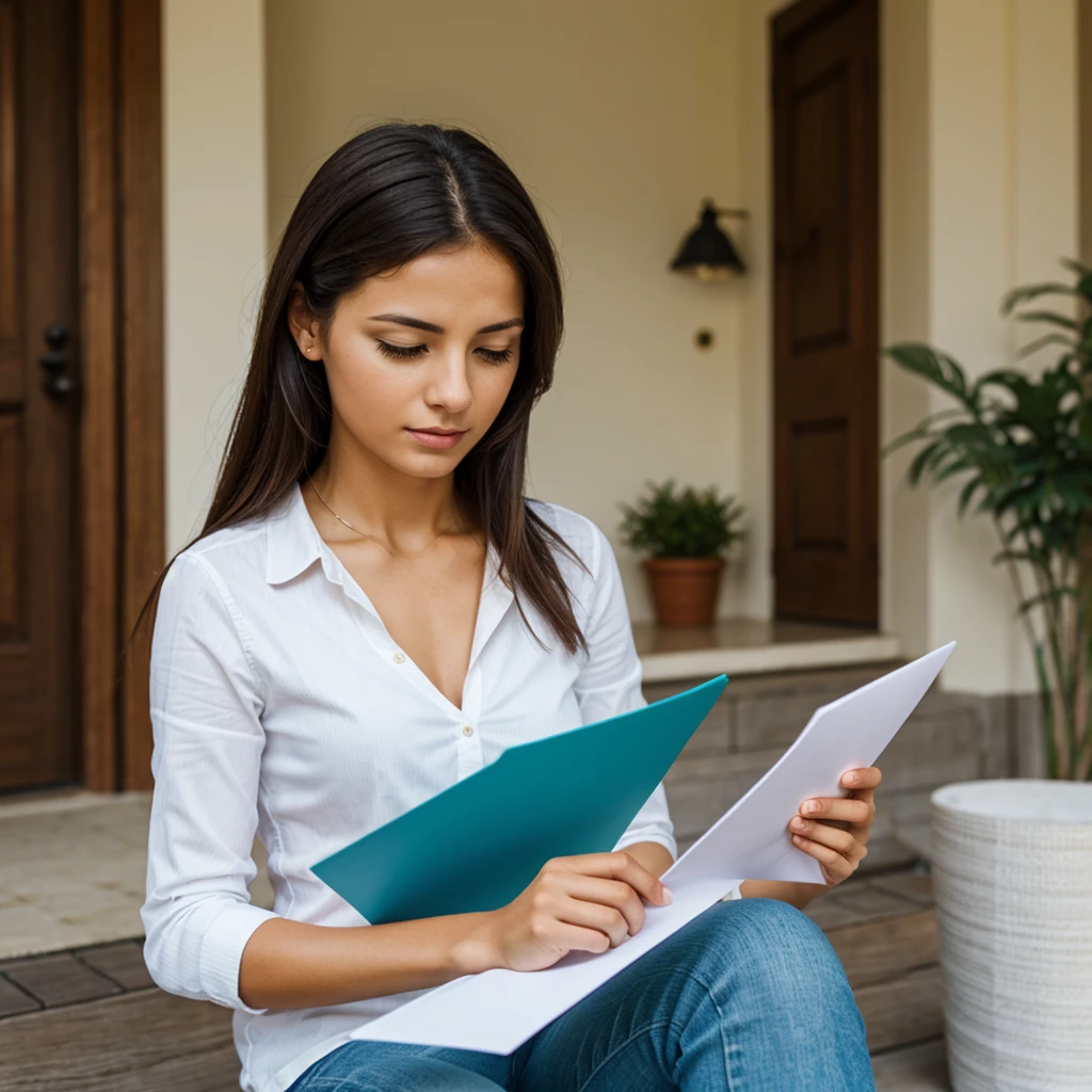 create an image woman reading a letter