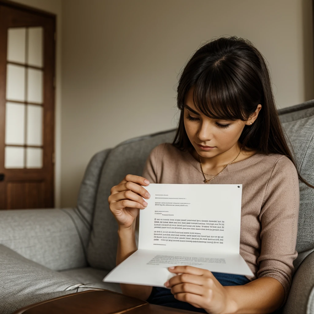 create an image woman reading a letter