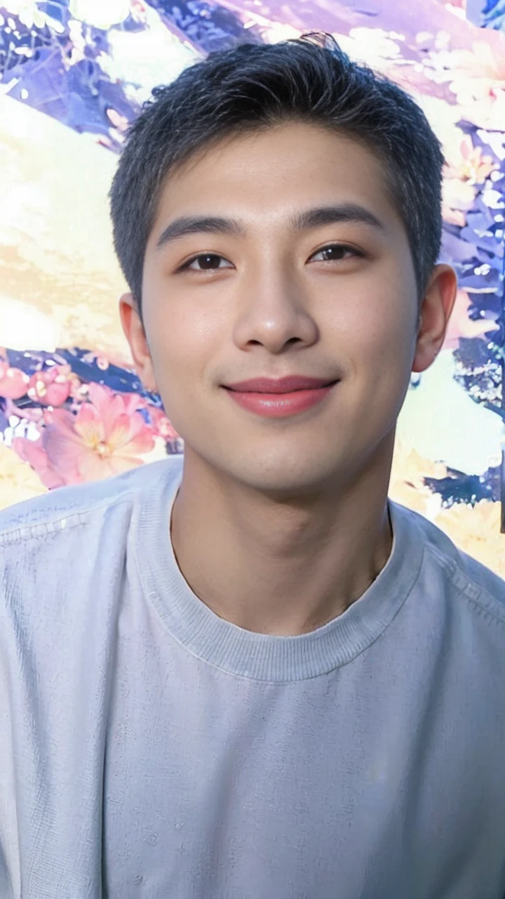 young man 20 years old , (ทรงผมแบบ Crew Cut: 1.3 ), black hair, short hair details, burly handsome man , white t-shirt ,White swimming trunks with large bulges, strong, handsome, outdoor, Take a steam shower., hot spring, Onsen, sweat, look at the audience., depth of field, Bokeh, Detailed background, Detailed light, diffuse natural sunlight, Skin glows naturally., symmetrical eyes, Big smile