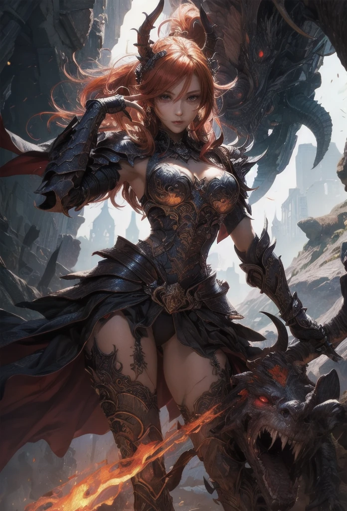(Detailed illustrations,Very detailed and detailed drawing,Delicate lines with slow and rapid,Realistic texture expression),[Color tressed main line],[Lava cave background [Hot hell:0.4]],HENAI ANIME (Red-skinned DemonGirl 19 years old slender muscular) yellow hair (Devil's Knight:0.8),(Bone armor [crack in the chest:0.6] [Blade of Fresh Blood:0.4]) (edg),[[Dark Fantasy]],(Intricate and beautiful decoration [Dense detail]),(Fine and beautiful skin expression [Transparency]),[Perfect eye details (Iris beautifully drawn in every detail)[Jewel-like eyes]],[long and beautiful eyelashes],[Meticulously drawn hair [More on beautiful and shiny hair]],(Perfect hand details [Beautiful fingers without breakdowns [Beautiful nails]]),(Perfect Anatomy (Perfectly proportioned)) [[Full body like]],[Ideal color coordination(Accurate simulation of light-material interactions)],(HighQuality,[Precision Detail] hight resolution,(detaileds,high-detail)),[Visual art that conveys a sense of narrative].