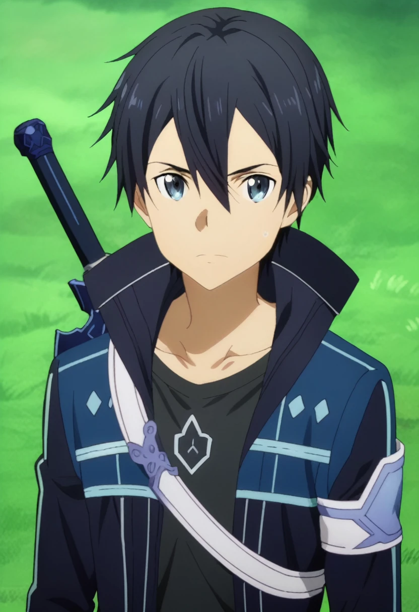 score_9, score_8_up, score_7_up, source_anime, anime screencap, , official style, , , , 1boy, black hair ,solo, male focus, kazuto_kirigaya, , , sword art online: alicization, , , , 