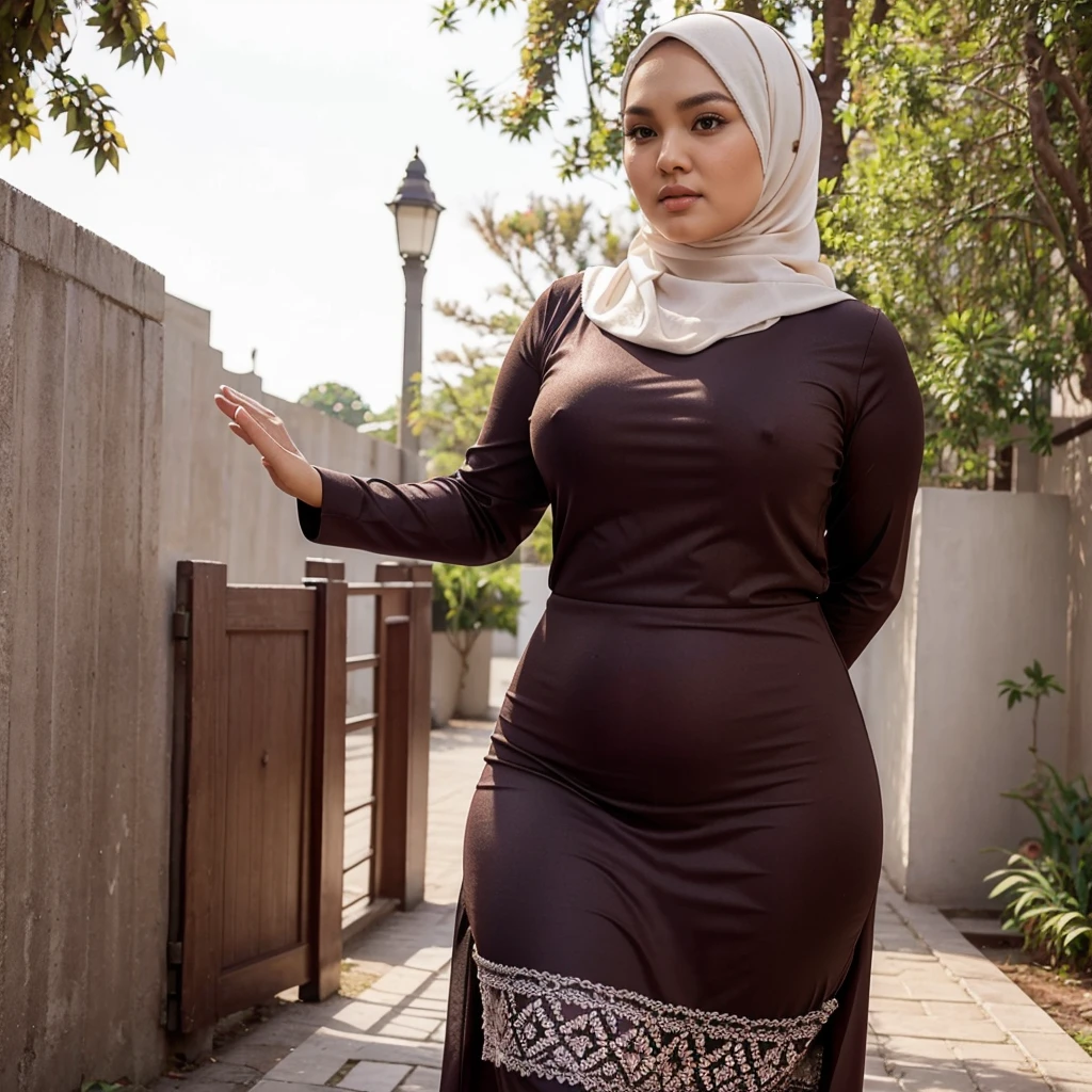 Hijab girl, beautiful, ,bigs ,body plump,siti nurhaliza face,tight Muslim clothes