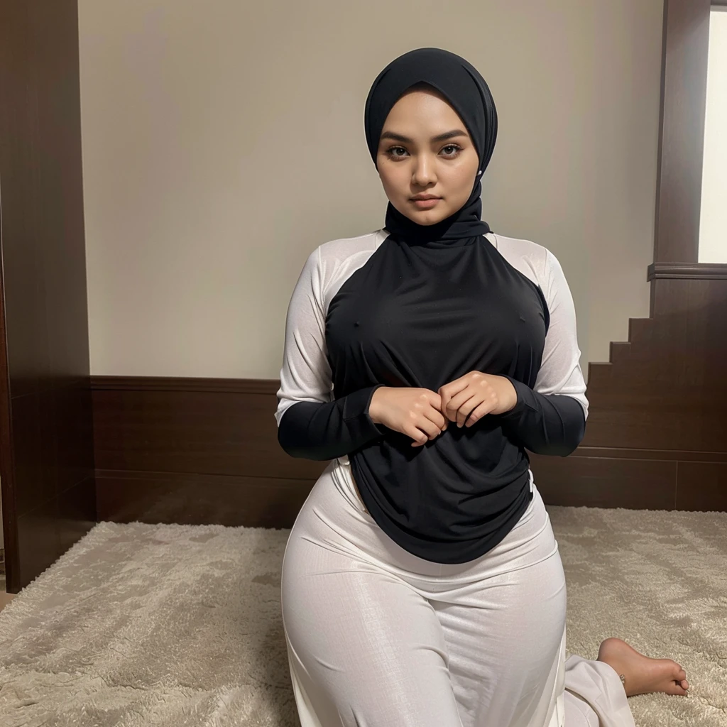 Hijab girl, beautiful, ,bigs ,body plump,siti nurhaliza face,tight Muslim clothes