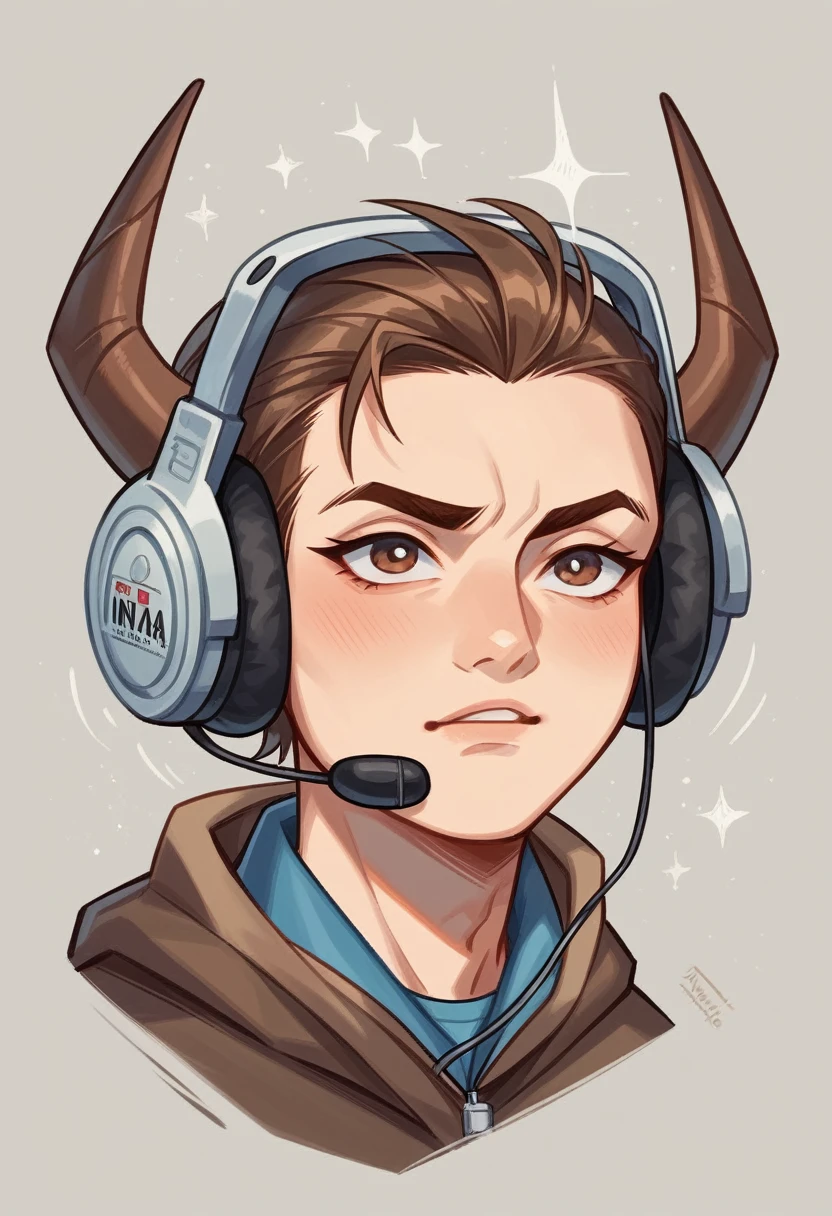 Generate me an image of a female standing wearing a close up of a pair of headphone with a brown band, headset, modernist headphone, bronze headset, velvia, headphone, floating headsets, hifi, lux 3 5 fle, upbeat, with head phones, vintage - w 1 0 2 4, sleek metal ears, vintage style, with headphone, horn, headphone on, high quality product photo, gallant on her ear hearing music I mean brown band oo and the one headphone only on her ear