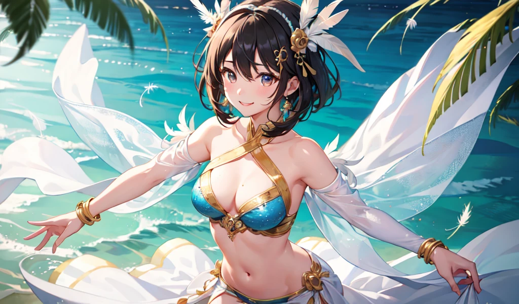 masterpiece, Highest quality, High resolution,
alone, One girl,
Goto 1, gotou hitori,bangs, Hair between the eyes,
See through,Medium chest,belly button,
(Wearing a samba dance dress:1.3),4K, head:1.3,Have,feather Have,feather hair band,hair ornaments,(feather:1.2)
Dancing,
Cleft lip,smile,
,
