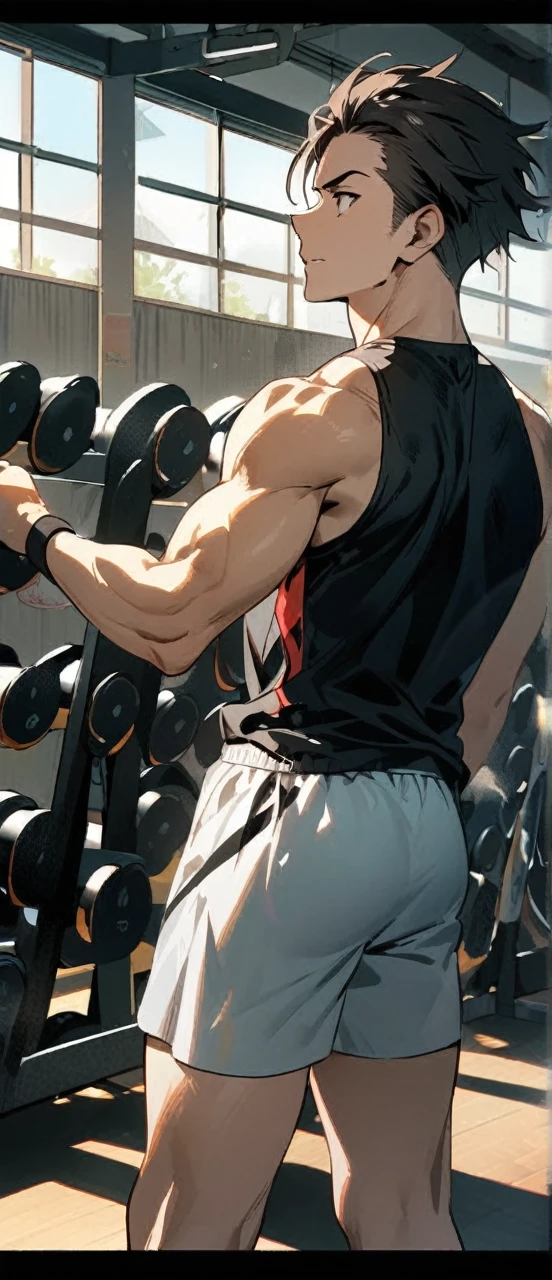 a boy in gym