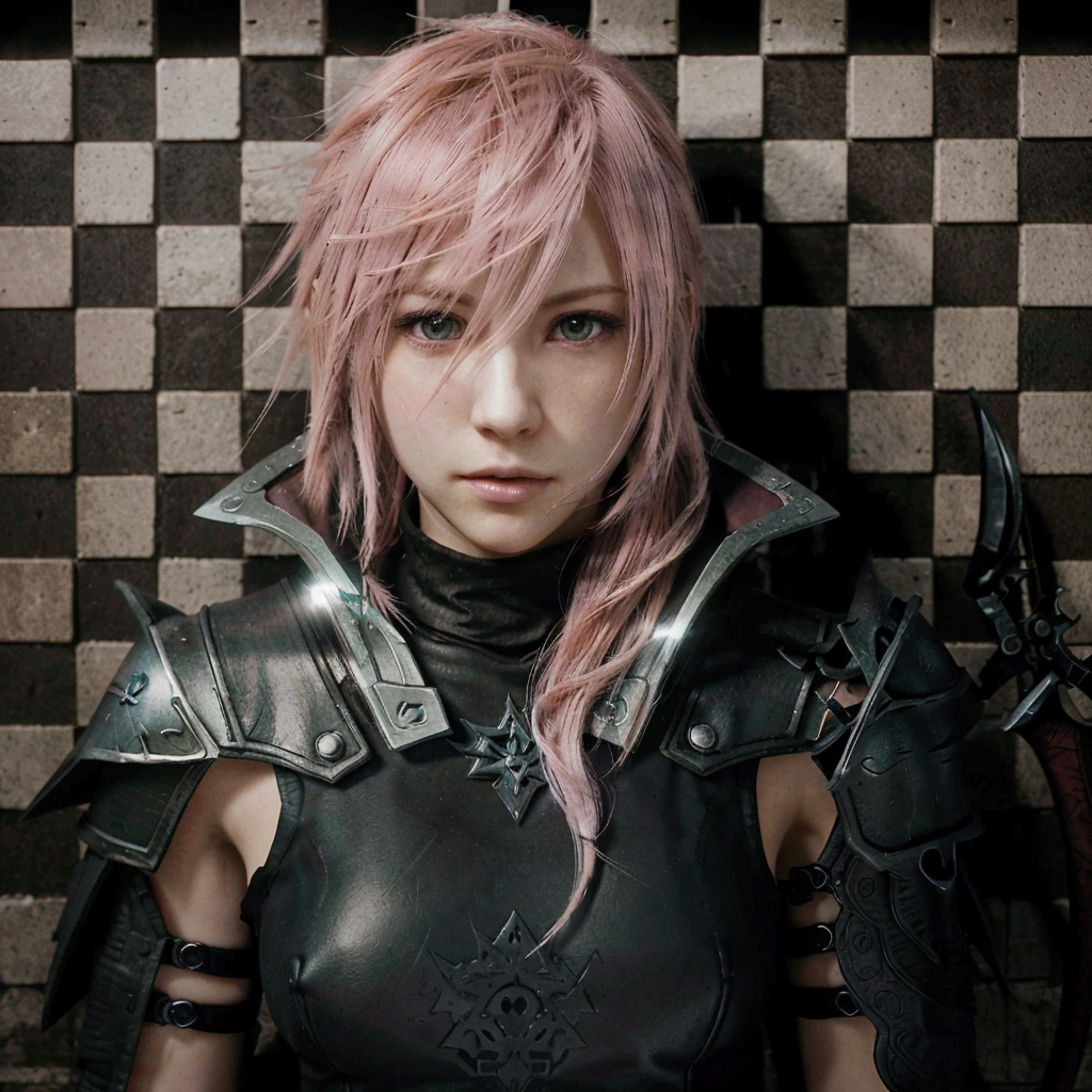 a close up of a woman with pink hair and a sword, final fantasy character, from final fantasy, from final fantasy xiii, style game square enix, final-fantasy, final - fantasy, square enix, final fantasy face, lightning, style of final + fantasy + 1 5, final fantasy style, female protagonist, final fantasy, square enix cinematic art