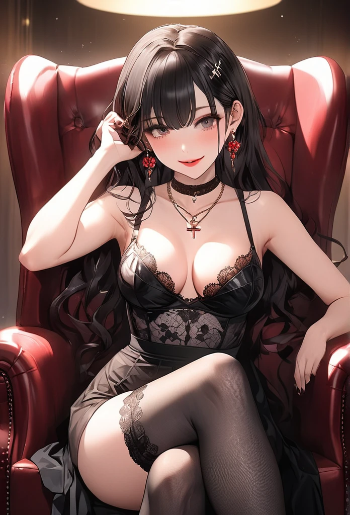 Highest quality　4K　Soapland　Edo entertainment district　She is posing sensually on the landing of the staircase in a mysterious Western-style building.　From the back　Backwards　Turn around　Full Body Shot　The whole body is visible　A sophisticated gravure idol　Young Sensual Gravure Idol　Gorgeous Japanese Model　Young Japanese　Attractive 30 year old Japanese widow　Graceful and sensual pose　Lewd face　Shy and seductive look　A look of contempt　A look of contempt　Captivating smile　Slightly parted lips　Seductive red lips　Sexy Body　Clear Eyes　Round eyes　Mole next to the lip　Beautiful and firm breasts　Beautiful E Cup Breasts　Attractive nail art　Chignon Hairstyles　Hair tied up　Medium Long Hair　Dark brownish blonde　hair ornaments　Wearing a sexy white lace dress　Sexy see-through floral white lace bra,White thong with obscene floral lace,　necklace　garter belt　Beige floral lace stockings　Earrings　Black high heels　派手なnecklace　Fine details　Beautiful anime illustrations　Beautiful Face　alone　High resolution, One Girl, Highest quality, Attention to detail,　Professional, Vibrant colors, Perfect Anatomy, ideal facial features, 理想的なProfessionalポーションの図, Perfectly beautiful body, Highly detailed skin, Glowing Skin, Glowing Skin, Cleavage　Mature hot body　Sparkle Effect, Anime Style, photograph,　Manga illustration　High quality and exquisite texture, Detailed and precise brushwork, Detailed and vivid depiction, Anatomically correct, Absurd aesthetics, Luxurious silk texture, Highest qualityの装飾, Detailed and attractive skin,