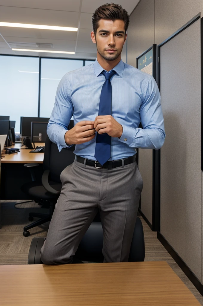 A handsome guy in his office who can manipulate time