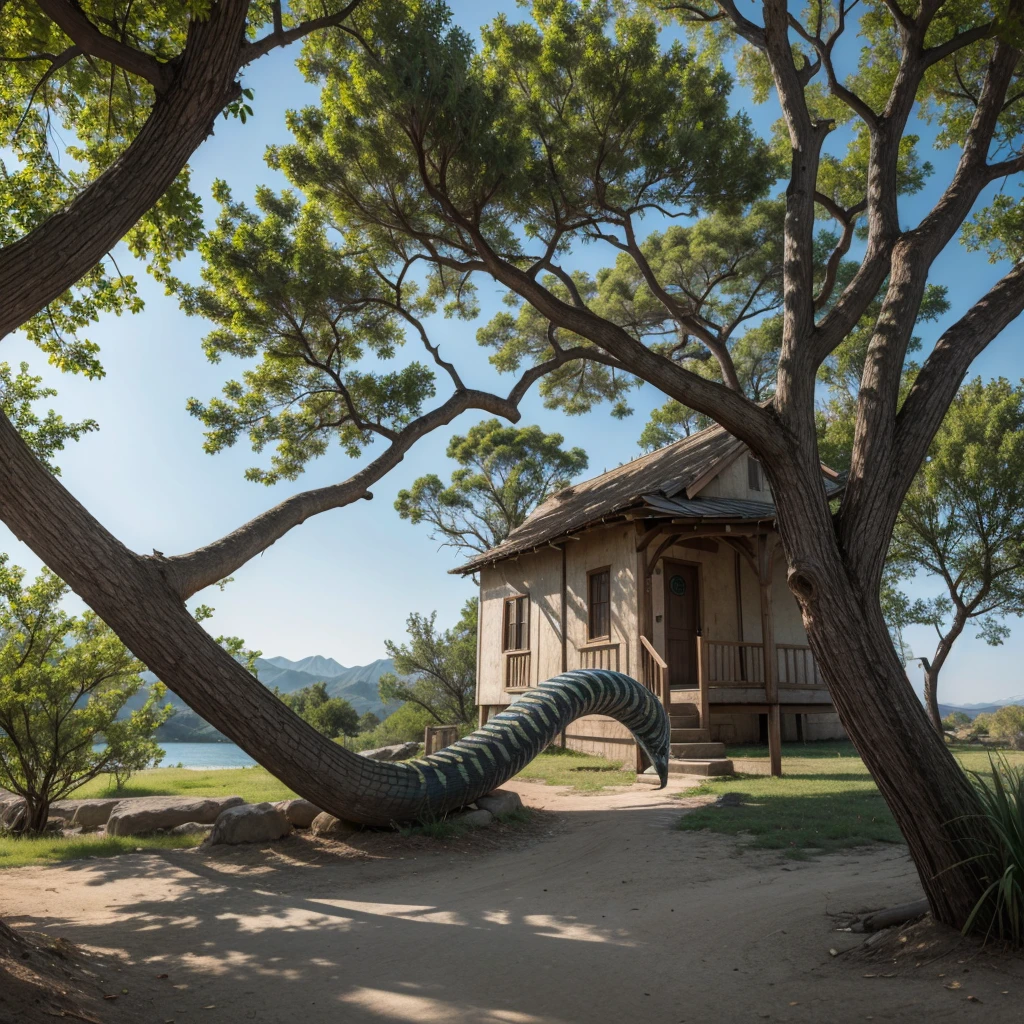 2d image of a tree and a snake