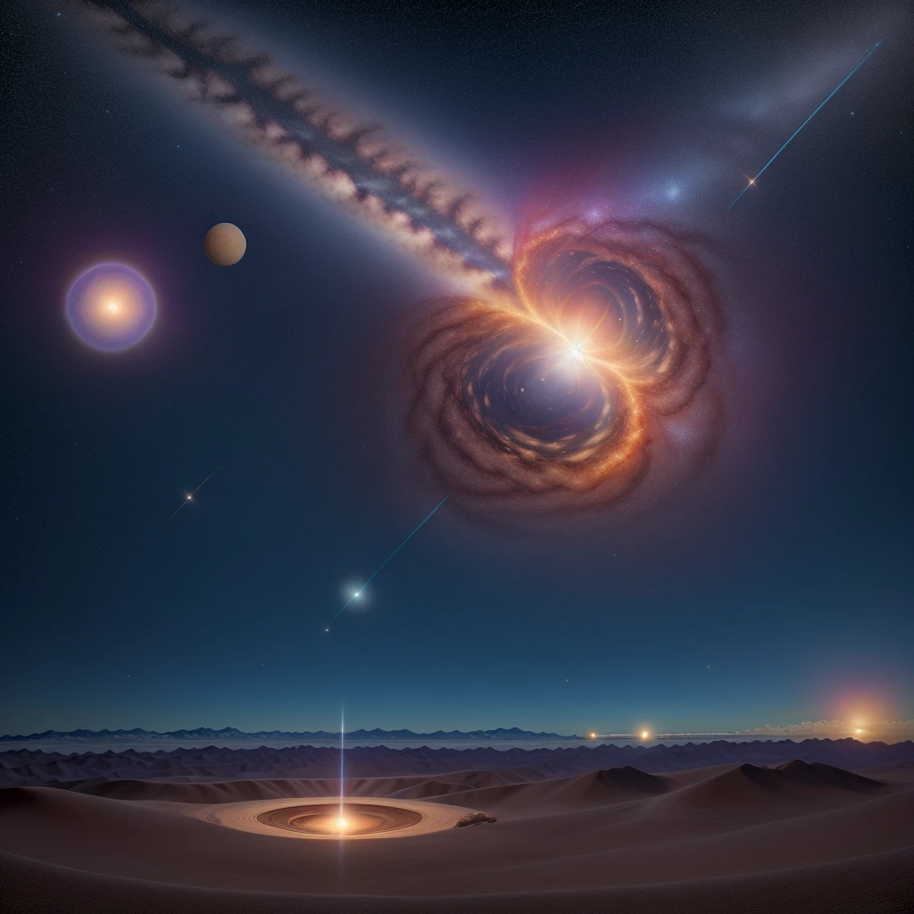 A radiant explosion of light and color, giving rise to a kaleidoscope of stars, planets and galaxies at the birth of the universe.