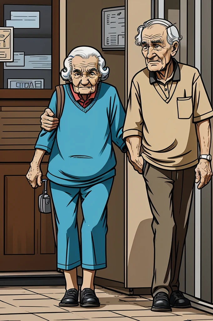 Cartoon of the elderly in social abandonment