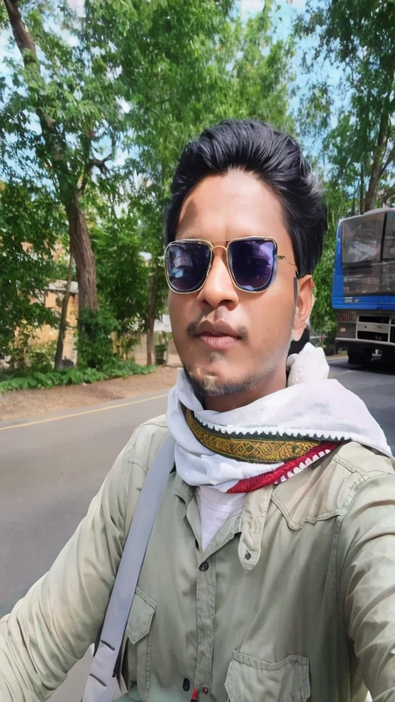 dark blue HUD aviator sunglasses, young Nilesh with black hair and drinking glass and cigarette in hand sitting on coach dressed in cyberpunk clothes wearing black raincoat, beautiful digital painting, artstation