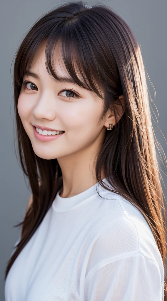 Enhanced dynamic perspective，Cute lovely beautiful girl，JK ，Look at me and smile，Simple background，masterpiece，high quality，4K resolution，Ultrafine，detailed，precise，light，