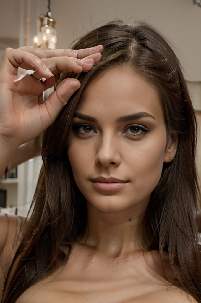 "(Best Quality, High resolution, ultra detailed), Realistic portrait, beautiful detailed eyes, beautiful detailed lips, long eyelashes, seductive look, confident expression, elegant look, glamorous suit, striking pose, professional studio lighting, vibrant colors, soft skin texture, seductive beauty, artistic representation"