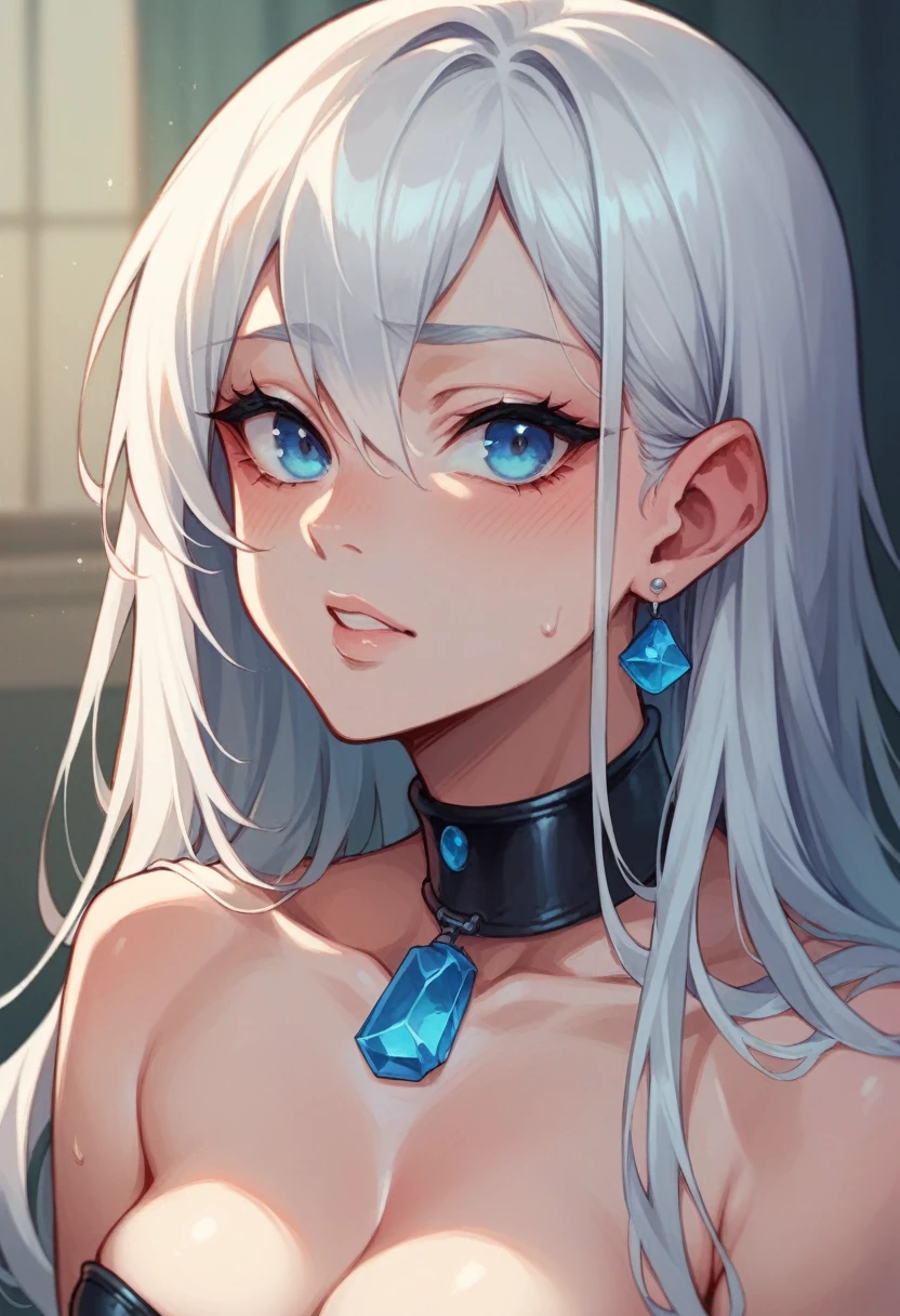 A white haired hot girl with blue eyes leading an exército