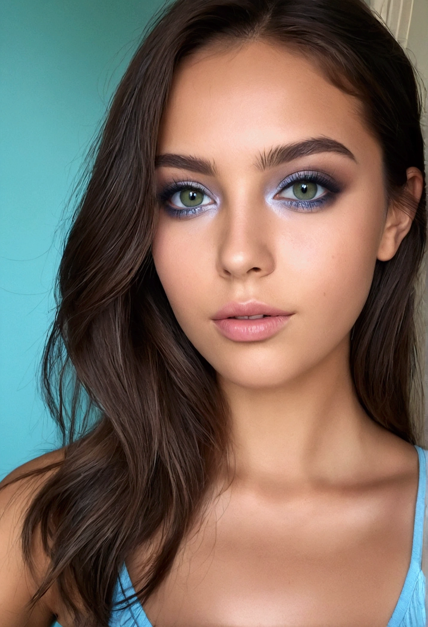 4K , femme arafée avec un haut blanc , latina,bronzer, Fille sexy aux yeux 2 couleur verts et bleu, portrait sophie mudd, cheveux bruns et grands yeux, selfie d&#39;une jeune femme, yeux de la chambre, violette myers, sans maquillage, maquillage naturel, regarder directement la caméra, visage avec artgram, maquillage subtil, stunning tout le corps shot, yeux verts et bleu perçants, bel angle, pose attrayante, jolie fille, pose sexy, tout le corps picture, tout le corps, tout le corps shoot, déesse brune, Détails élevés, Pose satisfaite, wearing grey jupe and bottes, jupe, bottes