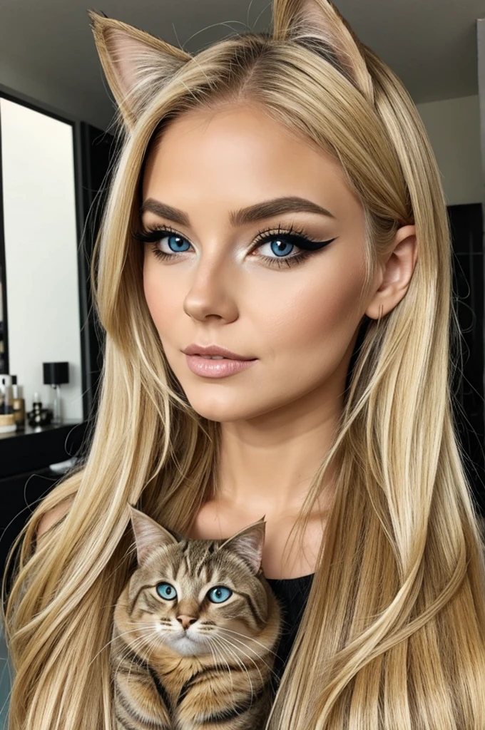 blond with cat makeup