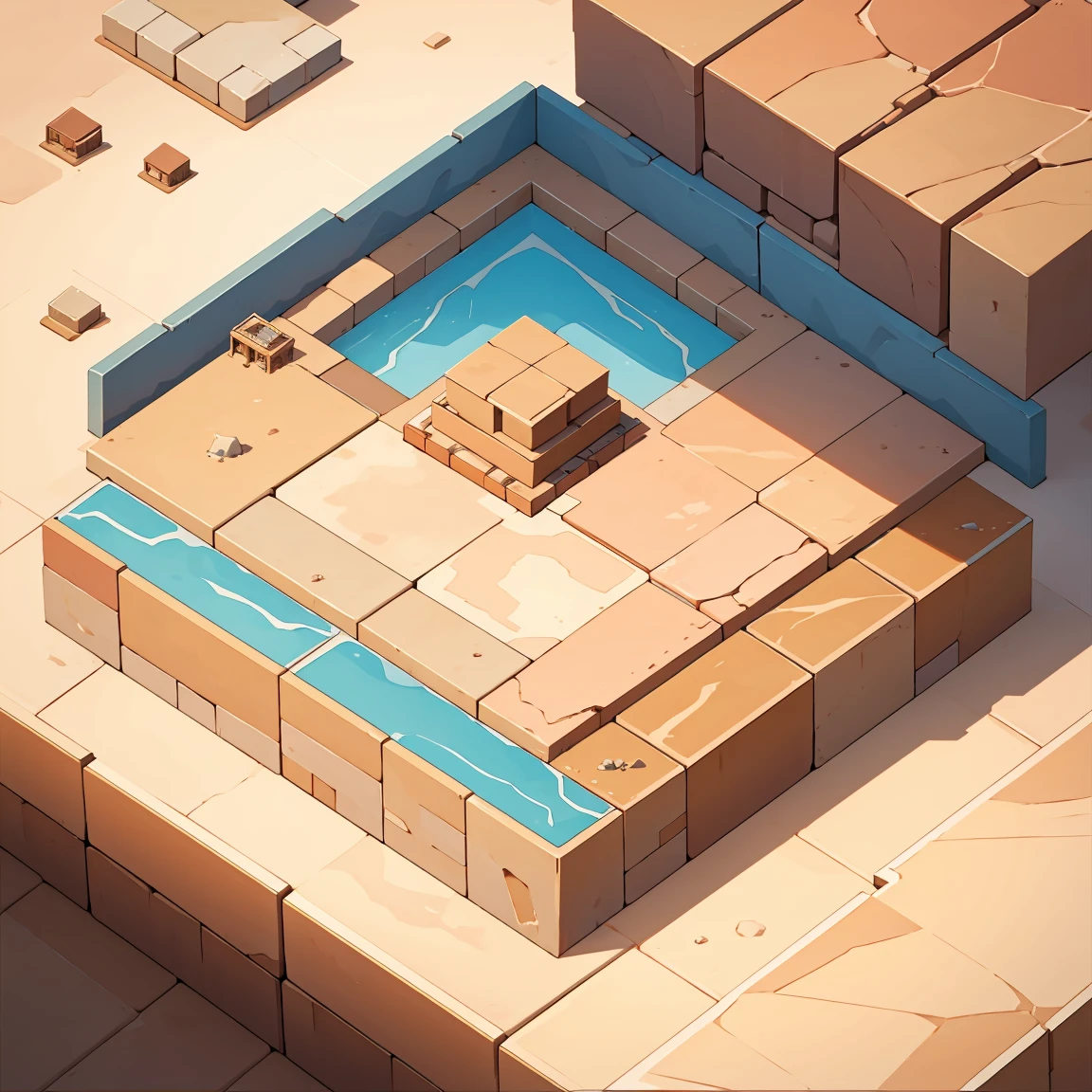 isometric desert tile asset, 100 x 100 km