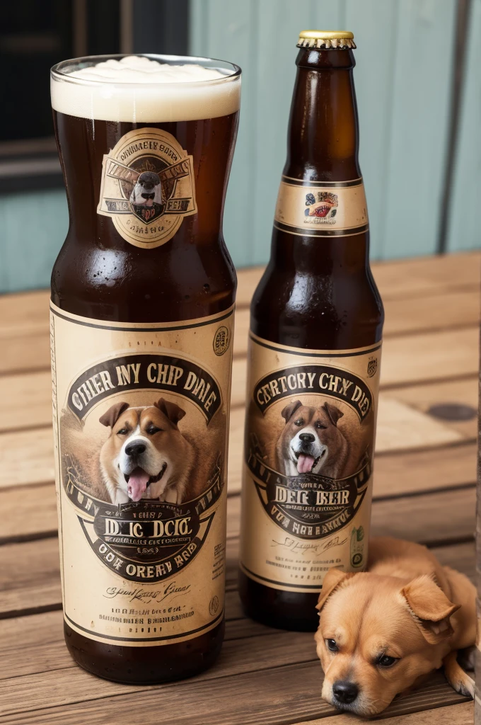 Beer with crazy dog label 