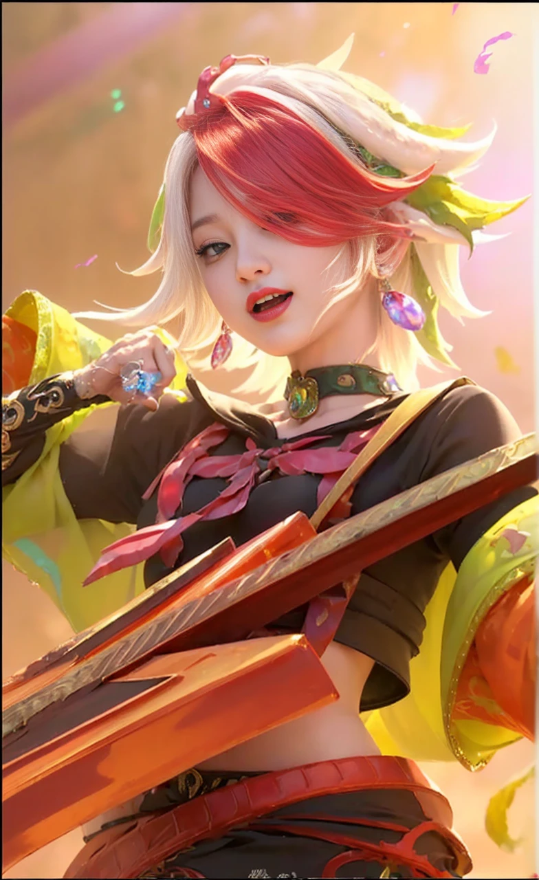 (intense chest expression）,top-quality、​masterpiece、超A high resolution、（Gold Dragon Armor）、(((Colossal tits)))、(((large floral ornament on the head))),(((Detailed Micro Bikini))),(Wearing a beautiful crown made of jewels),(Photorealsitic:1.4)、Raw photo、女の子1人、(((Random hair))、(((Take different poses)))、glowy skin、(((White Chinese Dragon)))、Intricate and ornate hair ornaments、（Looks like a gorgeous jewelry necklace）、（Full Body Angle）、（fight big dragonet bikini）、((Beautiful sea background)),Precipitous cliffs、(Castle background)、((super realistic details))、portlate、globalillumination、（sexypose）、Shadow、octan render、8K、ultrasharp、Colossal 、Raw skin exposed in the cleavage、metals、Details of complex ornaments、Japan details、highly intricate detail、Blue eyes、Eyes shining towards the camera、Toostock、（Full Body Angle）、（veils）、(((Heavy Big))),((she is wearing a beautiful jeweled bangle.)),Beautiful hip line、