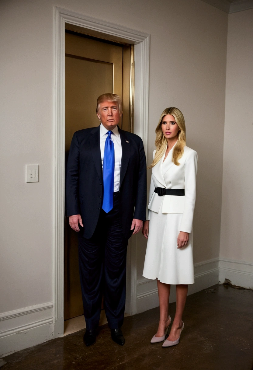 Donald Trump is interrogated by Hasidic Jews. Ivanka his daughter is hiding under the floor boards