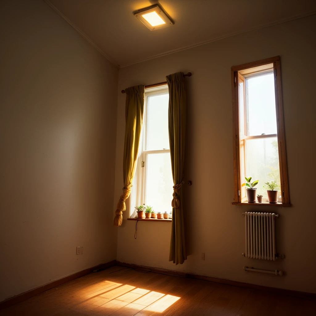 In an empty and dark room a small light appears