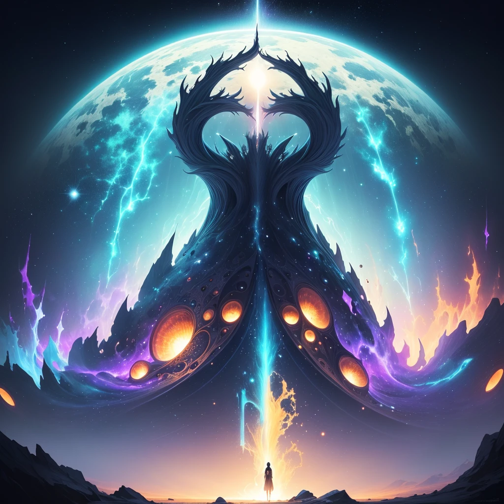 Once upon a time, in a vast and unfathomable void, where there was no form, color or life, there was only a silent and eternal calm. This emptiness, however, had a latent potential, an indescribable power that was waiting for the right moment to manifest itself.