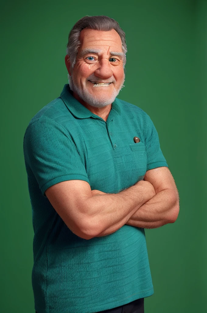Neste 4D hyperrealism environment, we found a 60 year old man , Your face expresses a warm smile,.