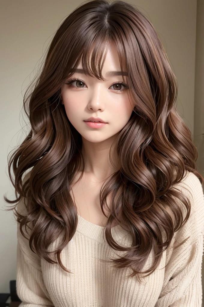 medium wavy brown hair, gojo's eyes, white skin and blue bourgeois clothing with details