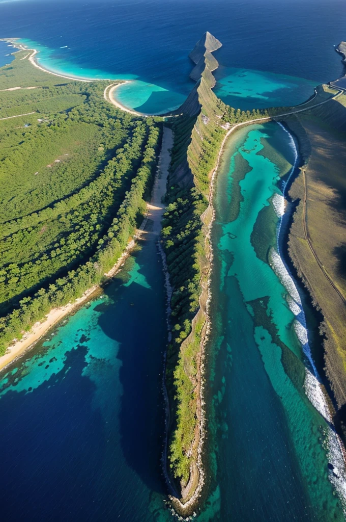 mauritius underwater waterfall real top view