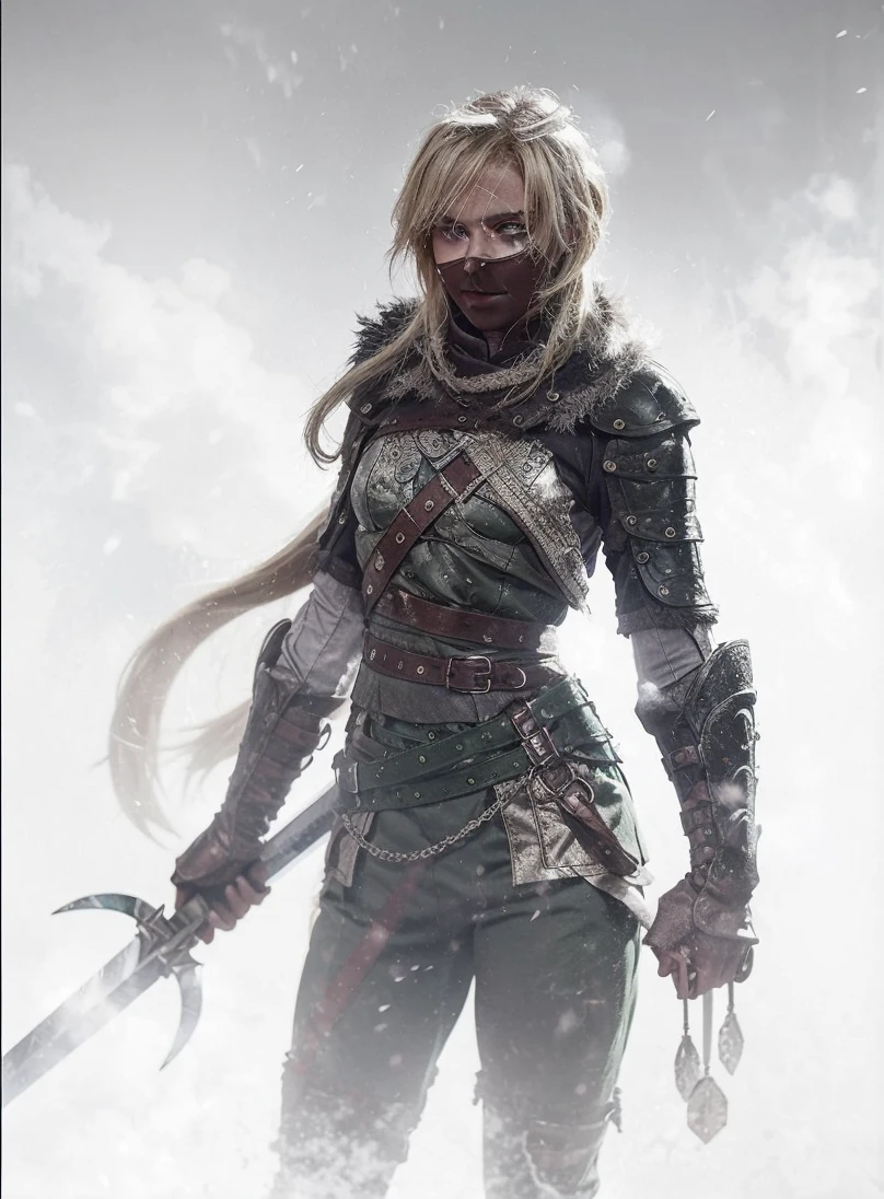 green eyes , Swordsman Girl , blonde.