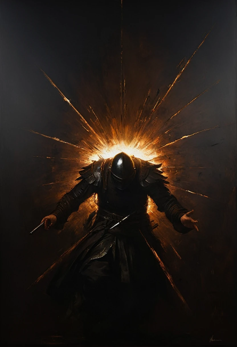 painting of a attack. Inspiration, cinematic scene, volumetric lights, ultra realistic, in the style of nicola samori