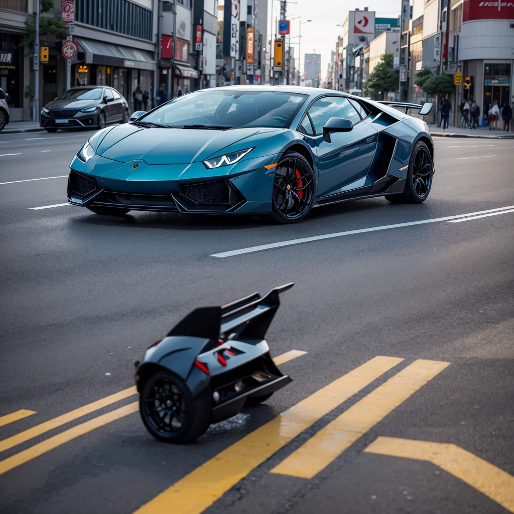 a lamborghini, tokyo, realistic