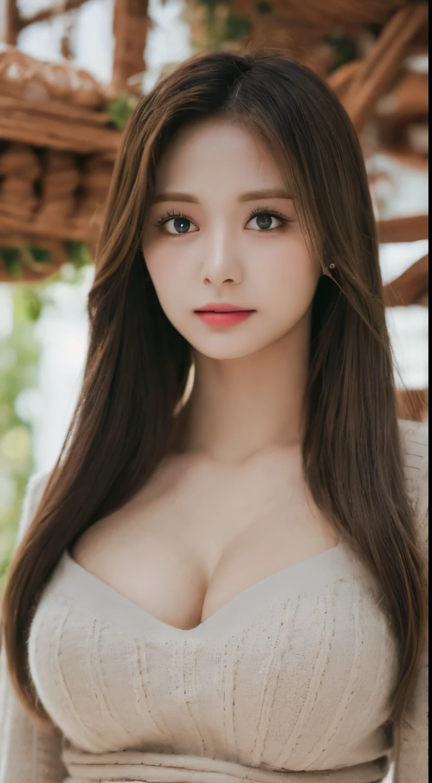 masutepiece, Best Quality, Illustration, Ultra-detailed, finely detail, hight resolution, 8K Wallpaper, Perfect dynamic composition, Beautiful detailed eyes, Natural Lip, Knitted Dresses , Big breasts, cleavage, Random sexy poses