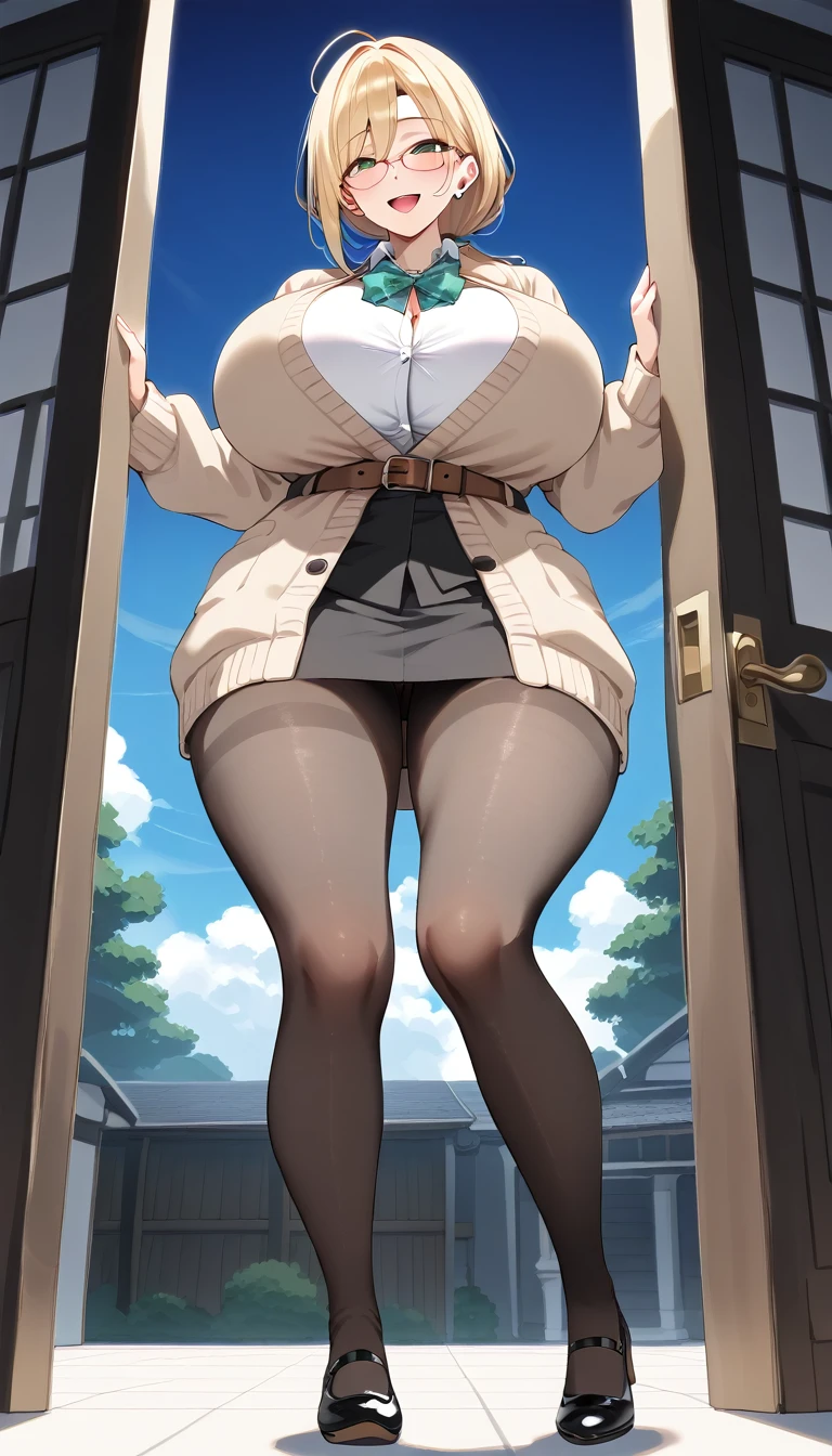 (NSFW), Misae Nohara, thick thighs, hourglass figure, half naked, Looking at the viewer with seductive eyes, exposed breasts, brown black hair, hard nipples, exposed vagina, best quality, highres, bbyorf, gold earrings, large breasts, jewelry, off shoulder, red transparent sweater, sweater red transparent dress, long sleeves, no panties, outdoors,finely detailed, quality, rembrandt lighting, black stockings, (intricate details), dramatic, ray tracing, subsurface scattering, bbyorf, gold earrings, large breasts, jewelry, off shoulder, (red sweater:1.4), full body, (bright sunny day, trees, clouds, bushes), 