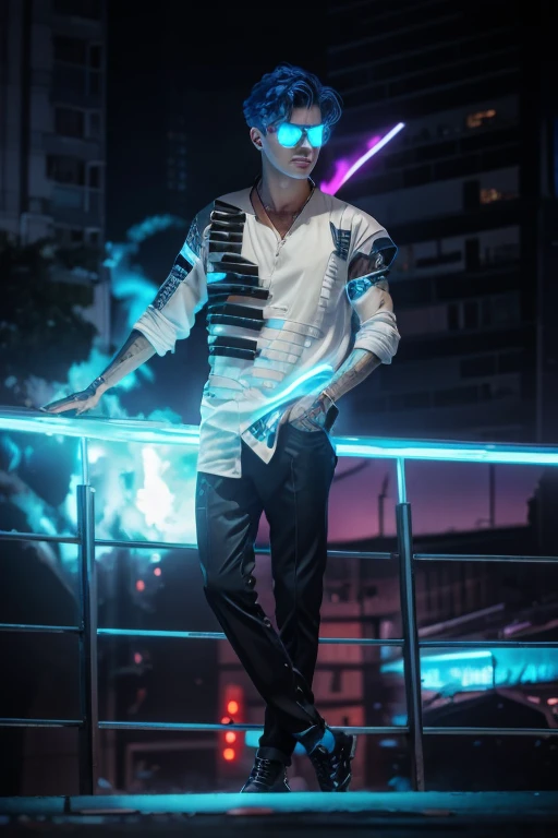 Change background cyberpunk handsome boy, realistic, face, 8k, ultra realistic,