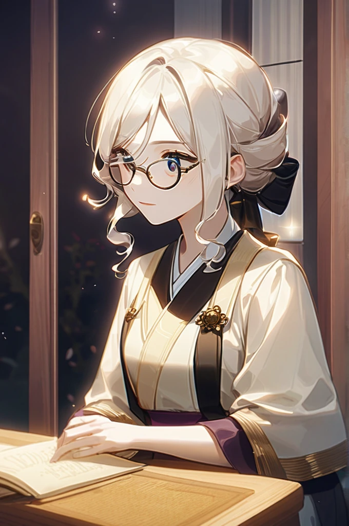 ((Лучшее качество)), ((шедевр)), (подробный), Japanese anime girl with glasses