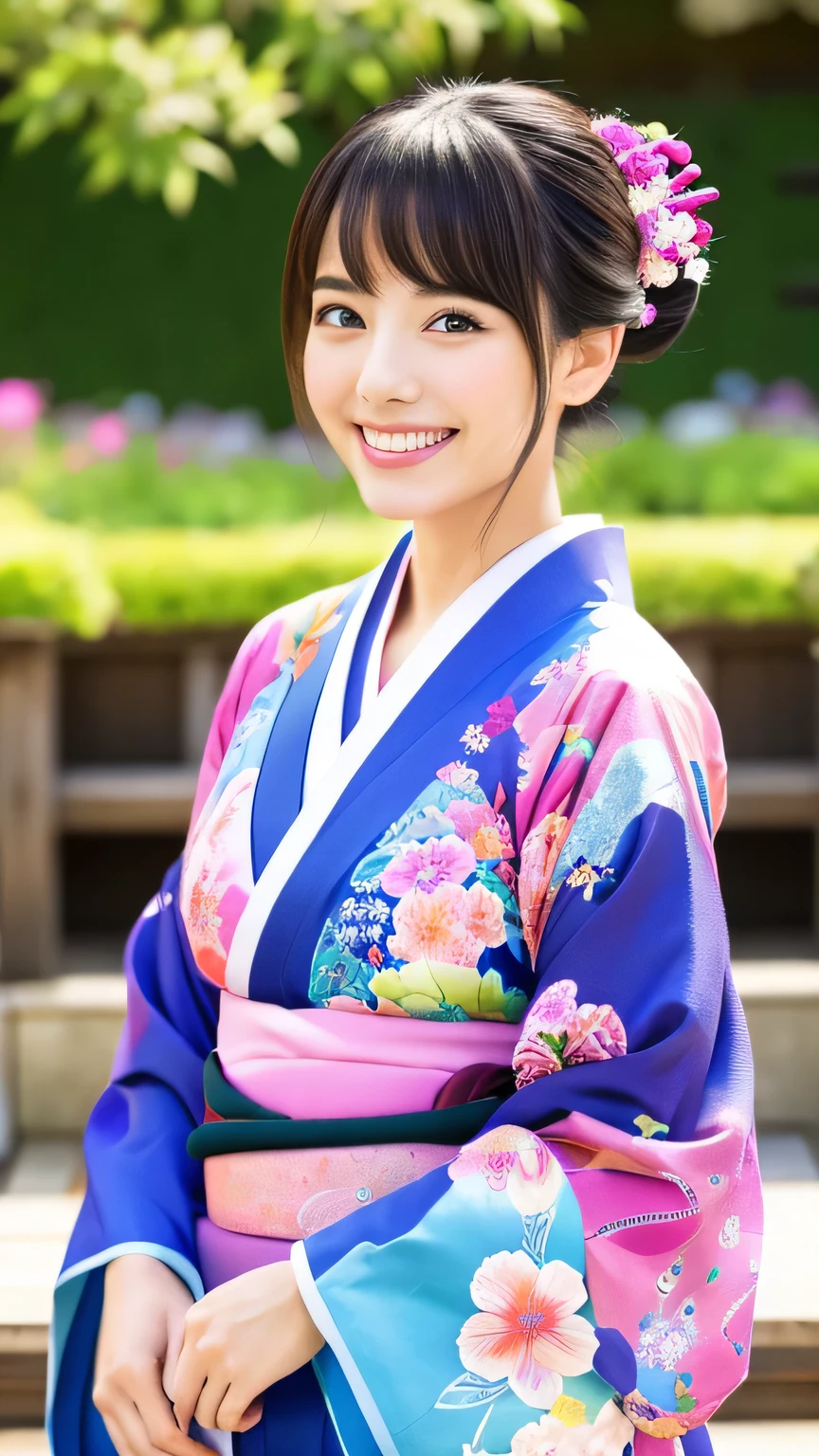 Beautiful views、Highest Resolution 、The ultimate beauty、Japanese Style、Vivid、colorful、high quality、smile、kimono、
