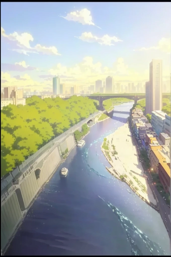there is a picture of a river running through a city, anime scenery, style of makoto shinkai, anime background art, anime scenery concept art, beautiful anime scenery, anime background, makoto shinkai style, in style of makoto shinkai, beautiful anime scene, anime scene, anime landscape, makoto shinkai. —h 2160