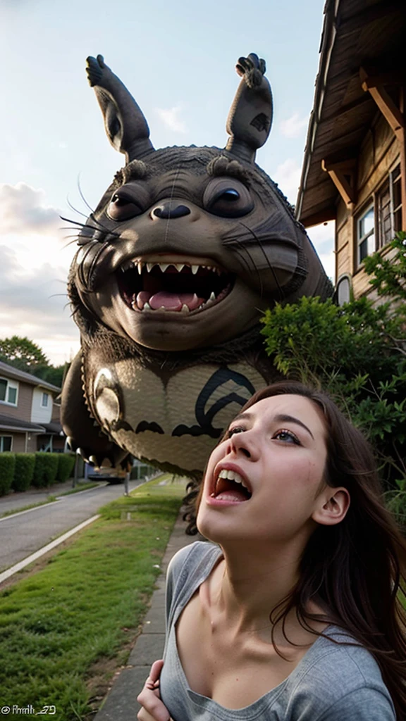The Totoro photos are very detailed and exquisite,Its mouth is wide open and many teeth are visible.,Live-action Totoroです,He has a very scary face，A giant Totoro is destroying the city，(Super realistic Totoro:1.4),Many people flee，(A photo faithful to My Neighbor Totoro:1.6),(The Totoro photos are extremely detailed and exquisite:1.4),Its mouth is wide open and many teeth are visible.,Live-action Totoro,He has a very scary face，A giant Totoro is destroying the city，(Super realistic Totoro:1.4),Many people flee,It&#39;s a live-action version.,(Real Creatures:1.4),Big mouth open，(Detailed texture and fur:1.4)
