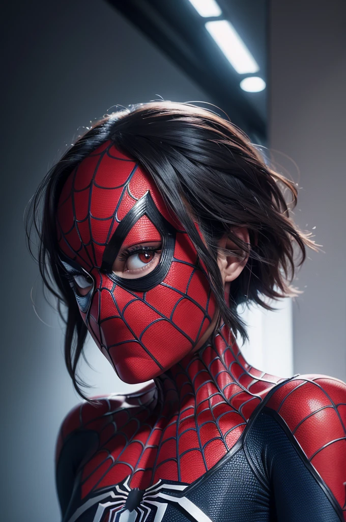 A photograph of Spider-Man, without mask, the 20s, bonitas, face detailed, looking at the camera, portraite, 8k hd, high qualiy