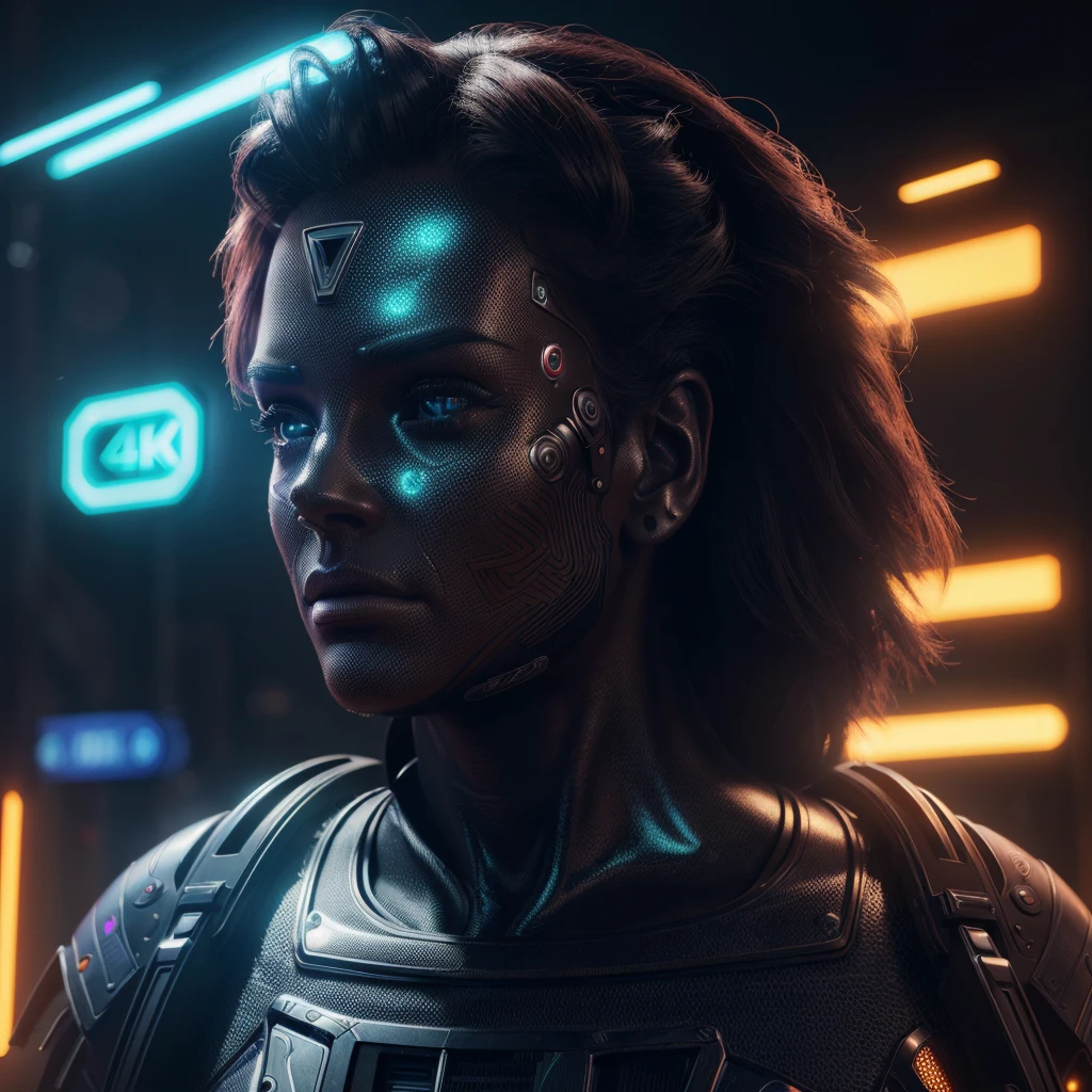 a futuristic , sarcastic expression, photorealistic, (best quality,4k,8k,highres,masterpiece:1.2),ultra-detailed,(realistic,photorealistic,photo-realistic:1.37),cinematic lighting,dramatic shadows,intricate details,dramatic colors,neon lights,holographic elements,abstract background,unique digital art,exclusive,never used before