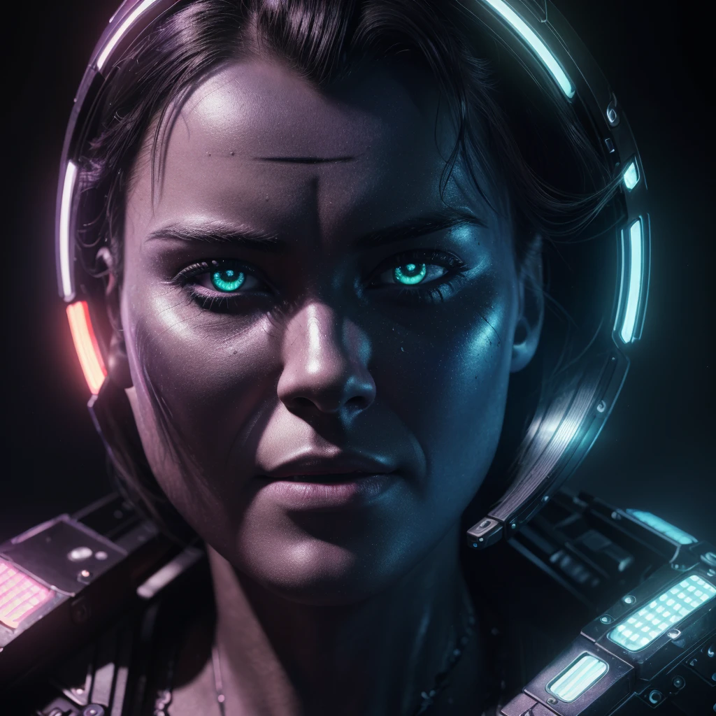 a futuristic , sarcastic expression, photorealistic, (best quality,4k,8k,highres,masterpiece:1.2),ultra-detailed,(realistic,photorealistic,photo-realistic:1.37),cinematic lighting,dramatic shadows,intricate details,dramatic colors,neon lights,holographic elements,abstract background,unique digital art,exclusive,never used before