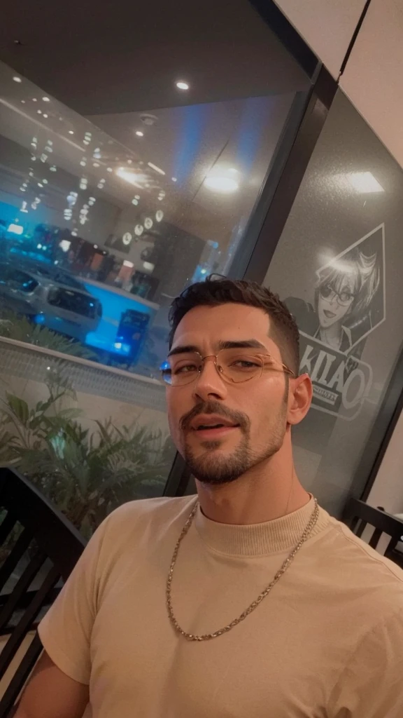 An image with a celebrity wearing funny glasses 