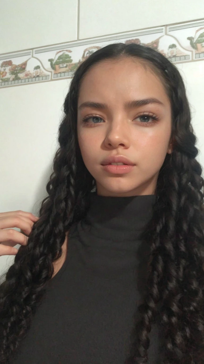 Mix this face with Adriana Lima's, making it harmonious and beautiful.